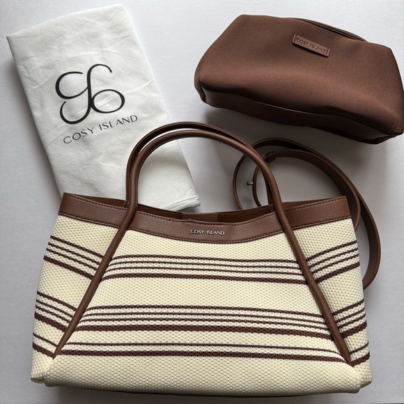 Cosy Island Handbags - Cosy Island Brown and Cream Fly Woven Women's Purse Set